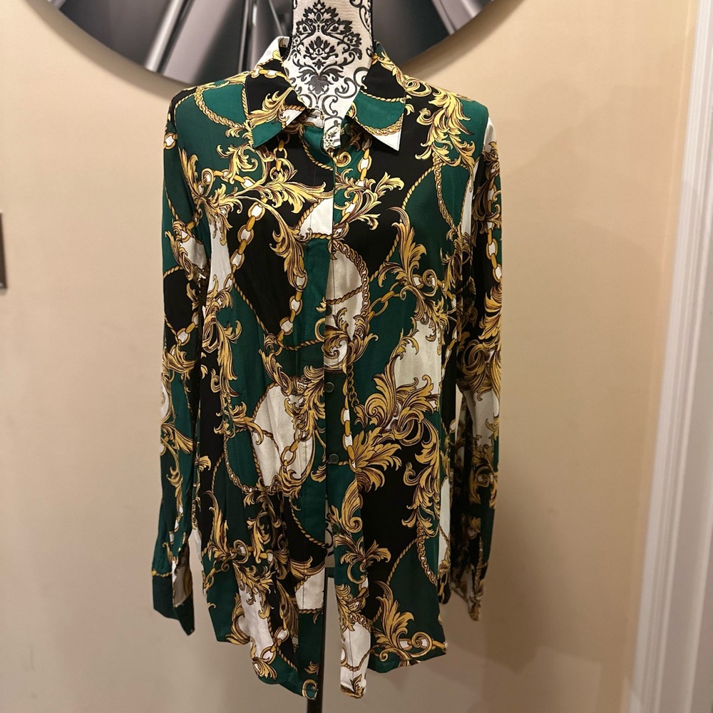 Elegant Green and Gold Women's Jacket
